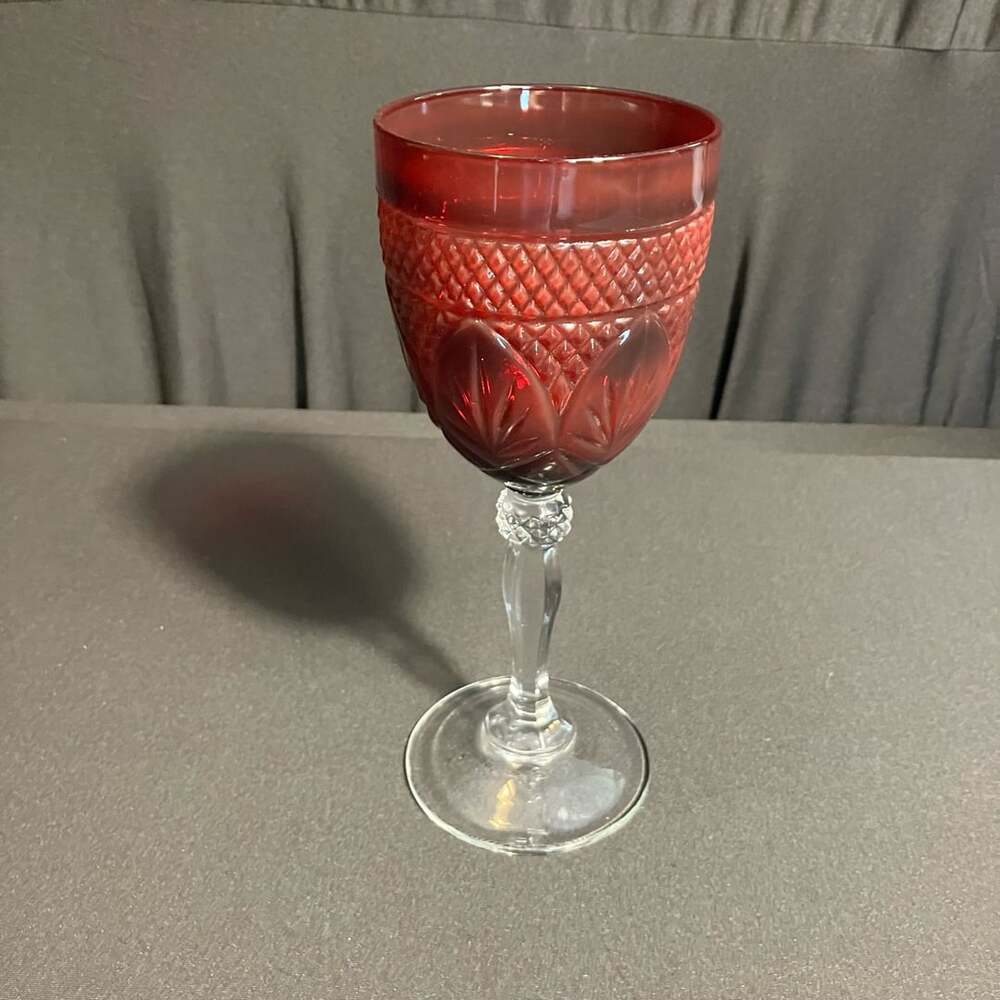 Antique Ruby Red Water Goblet